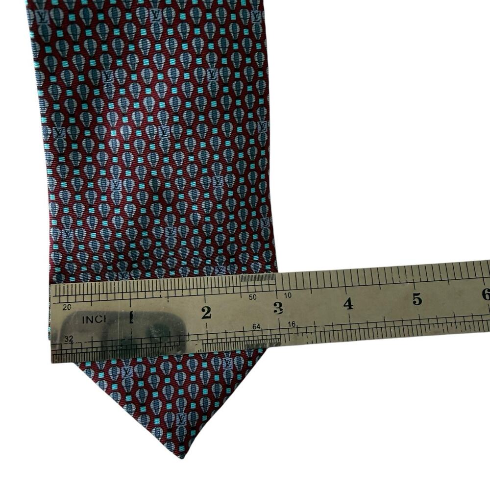 Louis Vuitton LV Monogram Tie Red Silk 3” Modern Hot Air Balloon Geometric - Picture 6 of 7